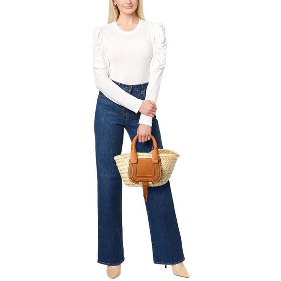 Chloé Marcie Mini Raffia & Leather Tote, Brown - Picture 4 of 4